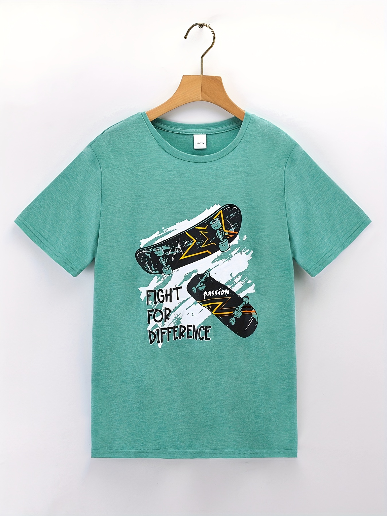 Boys Casual Trendy Cartoon Skateboard Print Short Sleeve T - Temu