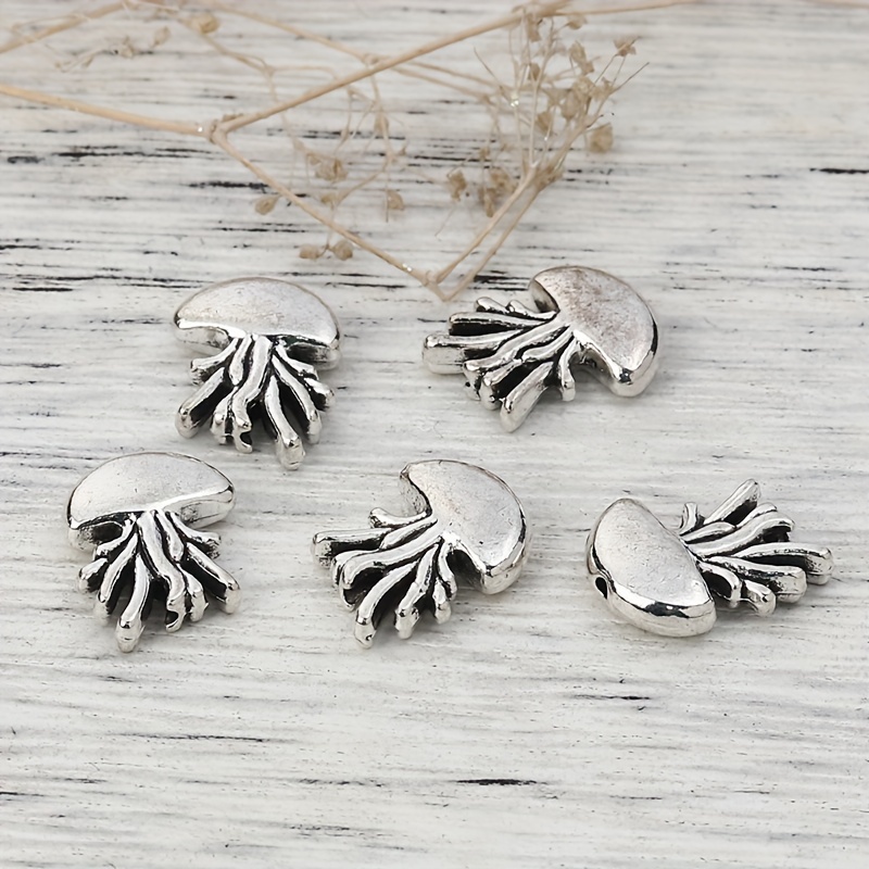 Antique Silver Color Jellyfish Beads For Jewelry Making Diy - Temu