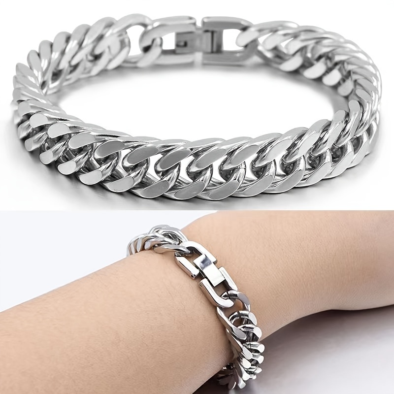Men's Classic Stainless Steel Double Weave Hip Hop Chain Bracelet
