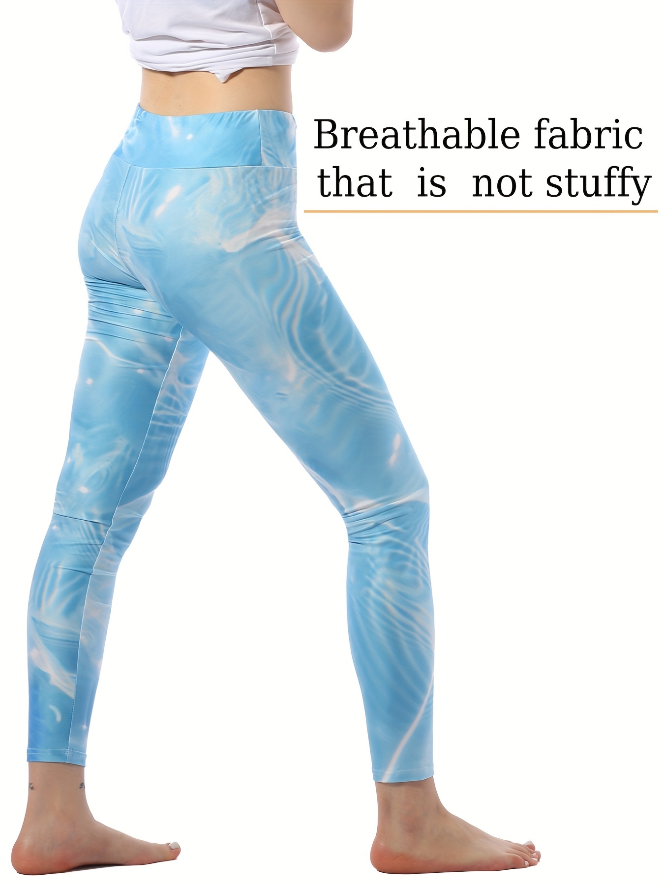 Flower Print Yoga Leggings, High Waist Fitness Running Workout Sports  Pants, Women's Activewear