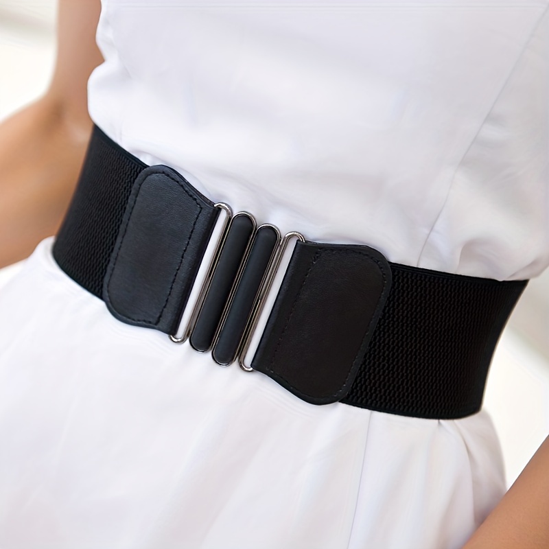 VOCHIC PU Leather Elastic Wide Belt for Women Ladies Dress Stretch Thick  Waist Belts