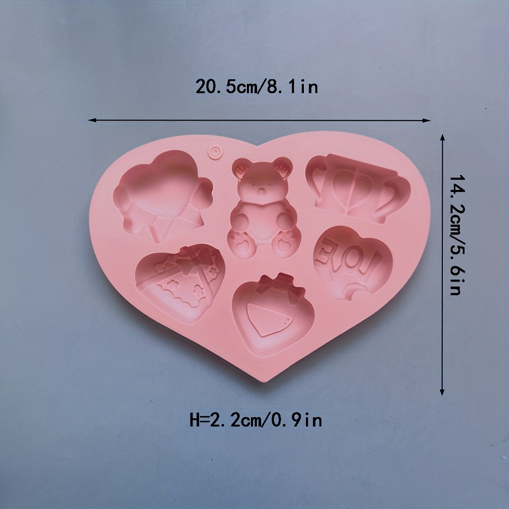 3D Heart Shape 6 Cavities Silicone Cake Mold, Chocolate Mold For Home  Kitchen DIY Baking