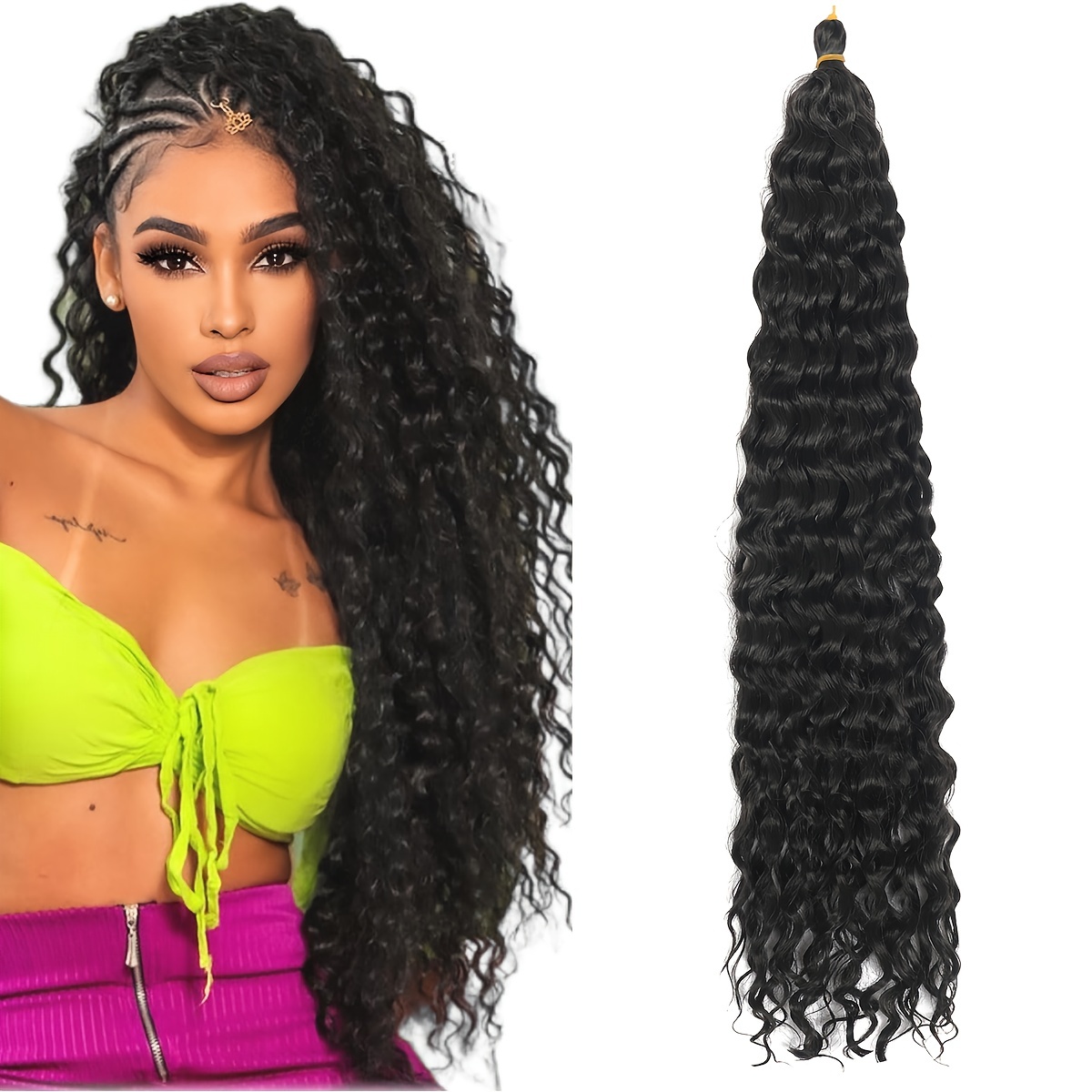 

Black Crochet Hair Pre Looped 20 Inch Curly Braiding Ocean Wave Crochet Hair 1pack Ocean Wave Crochet Braids Synthetic Hair Extensions For Women