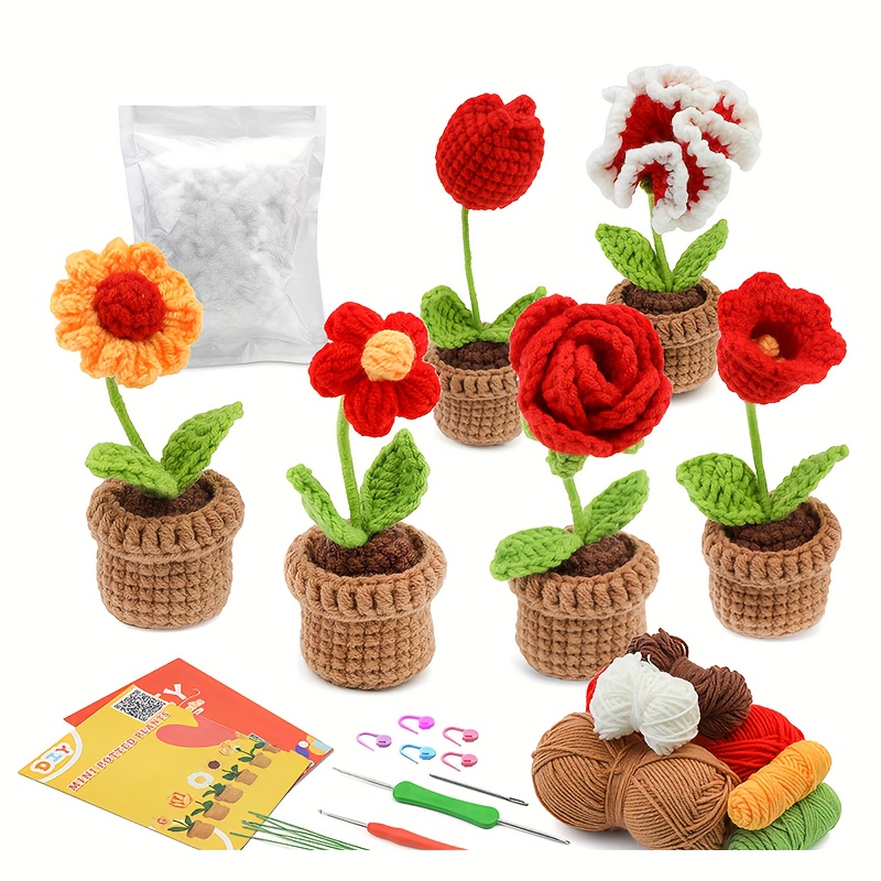 Handmade Diy Crochet Material Pack Braided Potted Ornaments - Temu