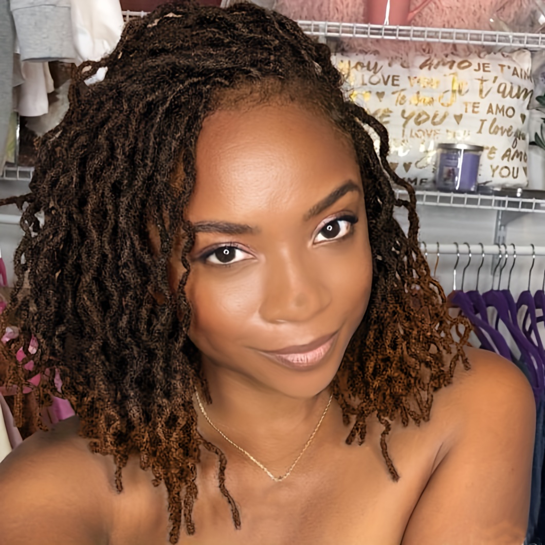 Goddess Locs Ombre Lace Front Braided Wig Faux Locs Curly Crochet Hair Wig