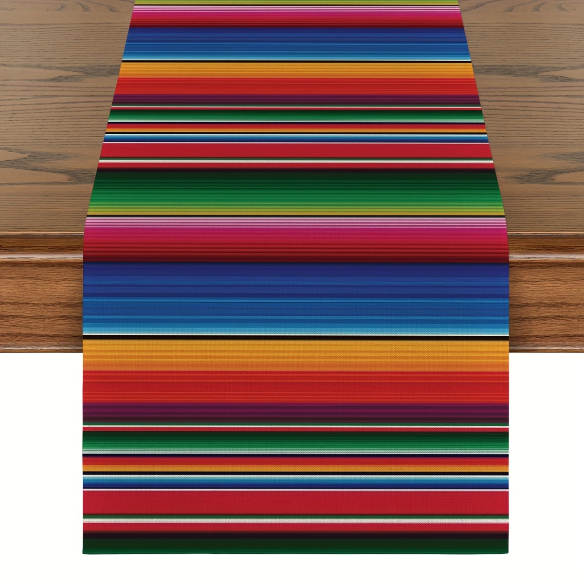 

1pc Table Runner, Colorful Stripes Serape Mexican Table Runner, Mexico Dia De Los Muertos Fiesta Kitchen Dining Table Decoration, For Home Party Decor, 13x72 Inch, Home Supplies