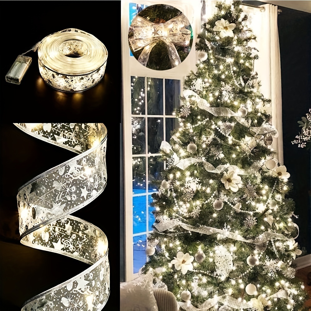 Silver Christmas Ribbon Lights Christmas Decoration Led Ribbon Lights  Christmas Decorations String Lights for Christmas Tree