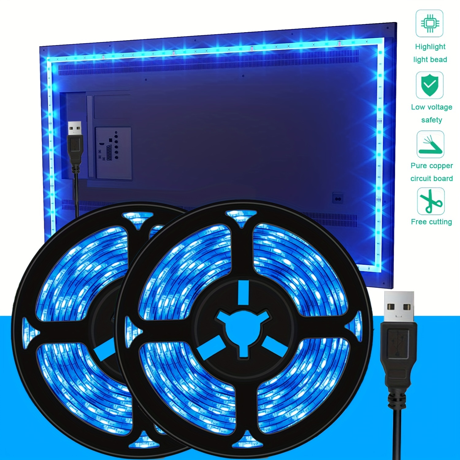 Usb powered Home Decoration Strip Lights Dc5v Led Blue Light - Temu