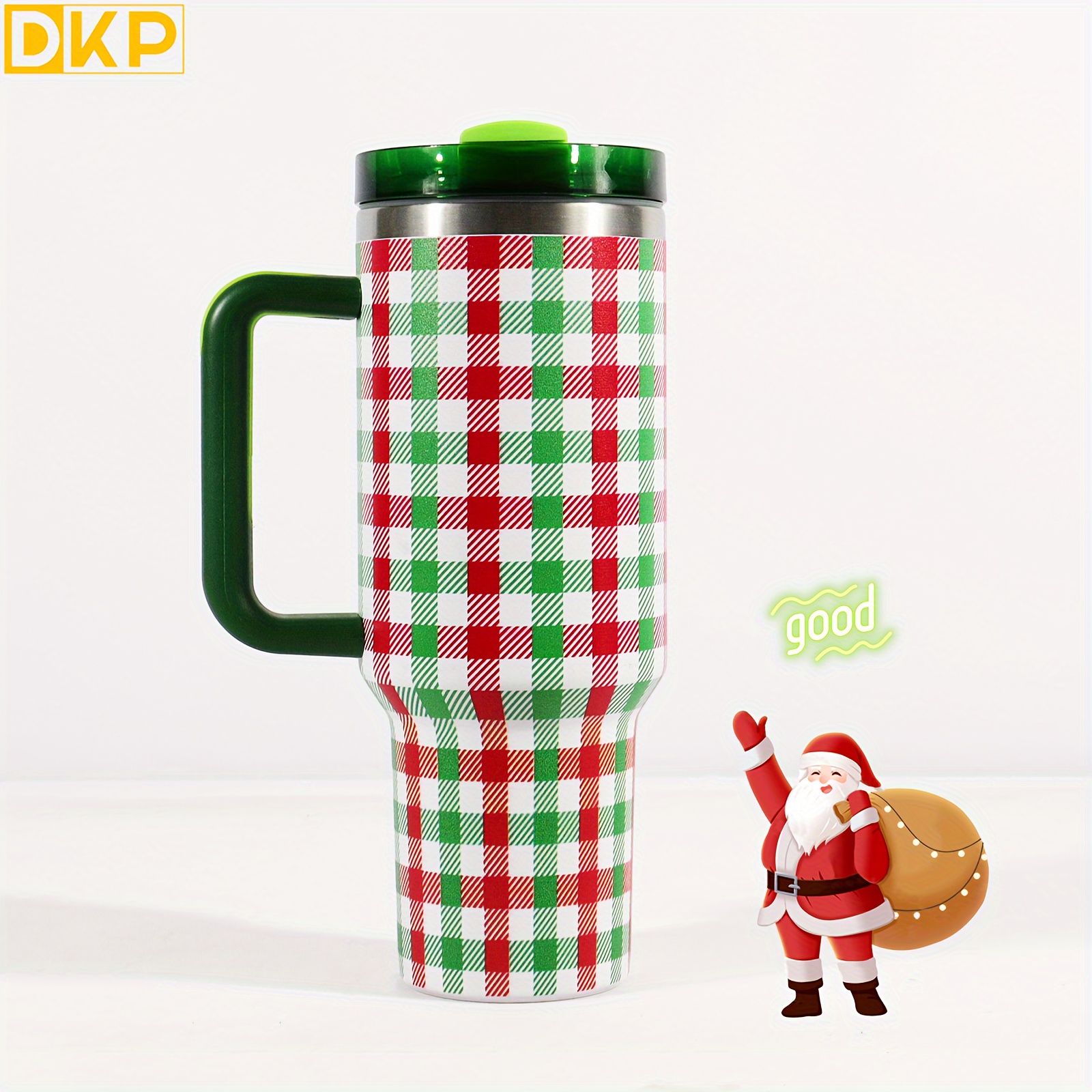 Keepred Plaid Tumbler With Handle And Straw Lid Portable - Temu