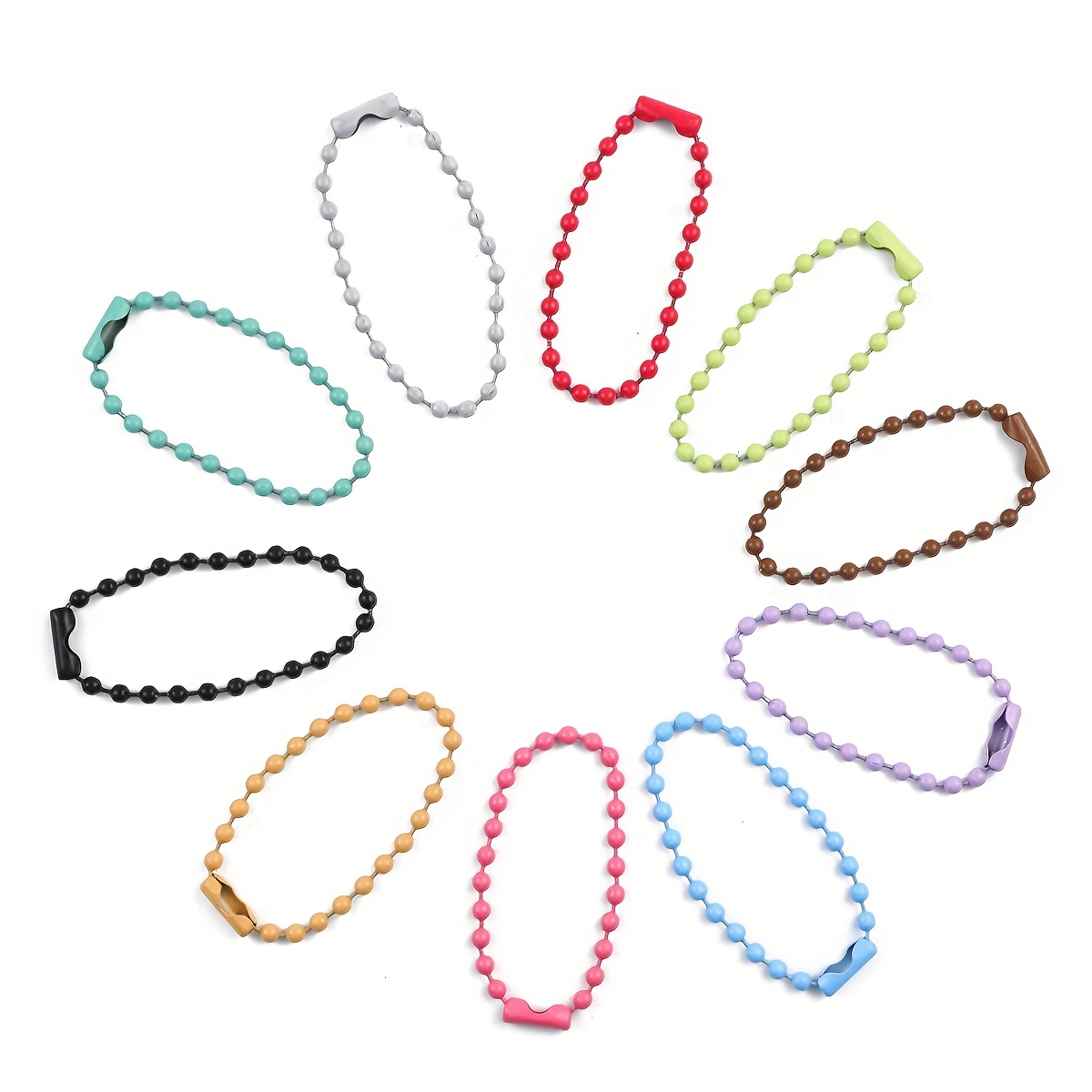 Colorful Round Beads Alloy Ball Chain For Diy Bracelet Key - Temu  Philippines