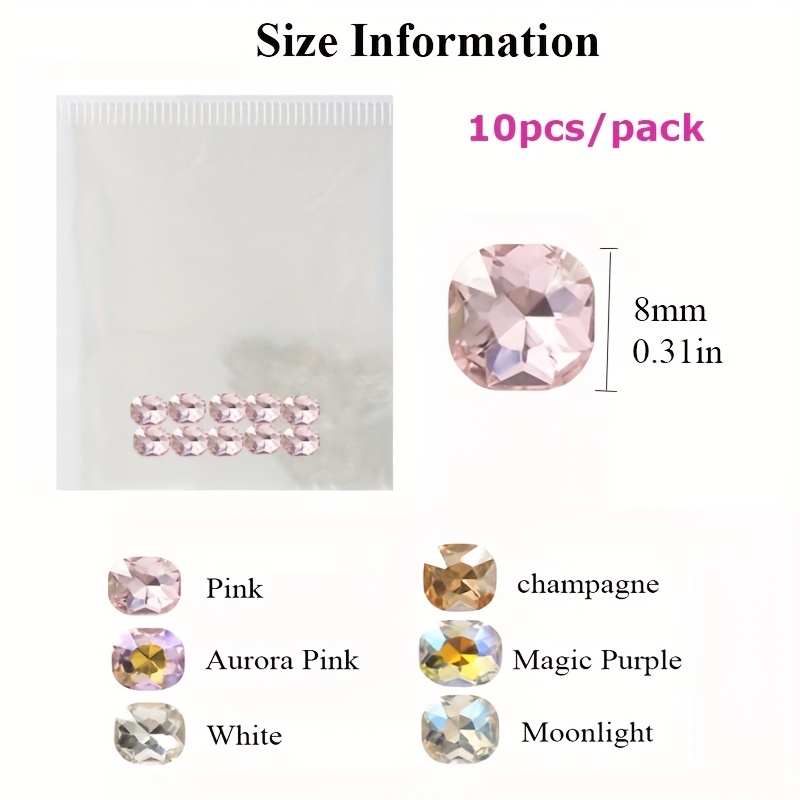 10 pcs Aurora Nail Tips with Diamonds and Rhinestones