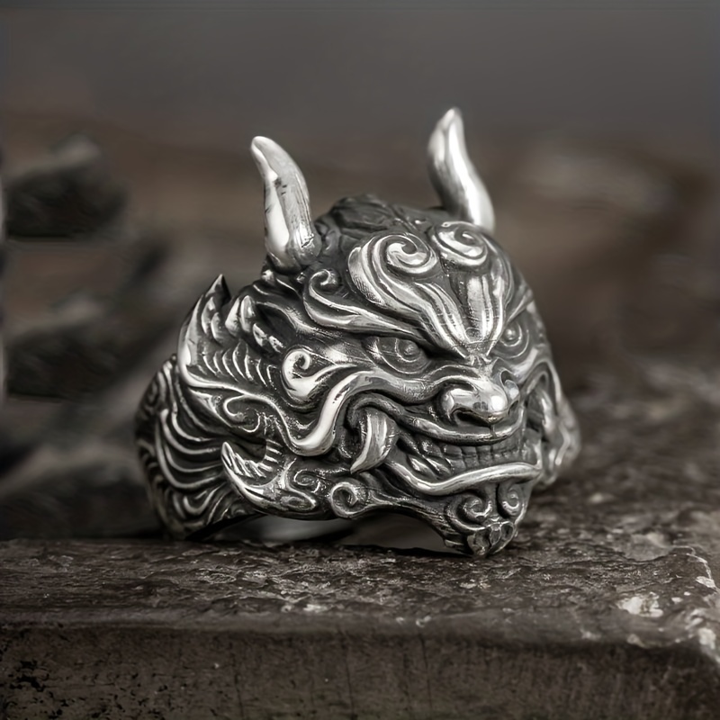 Men's Adjustable Demon Mask Ring