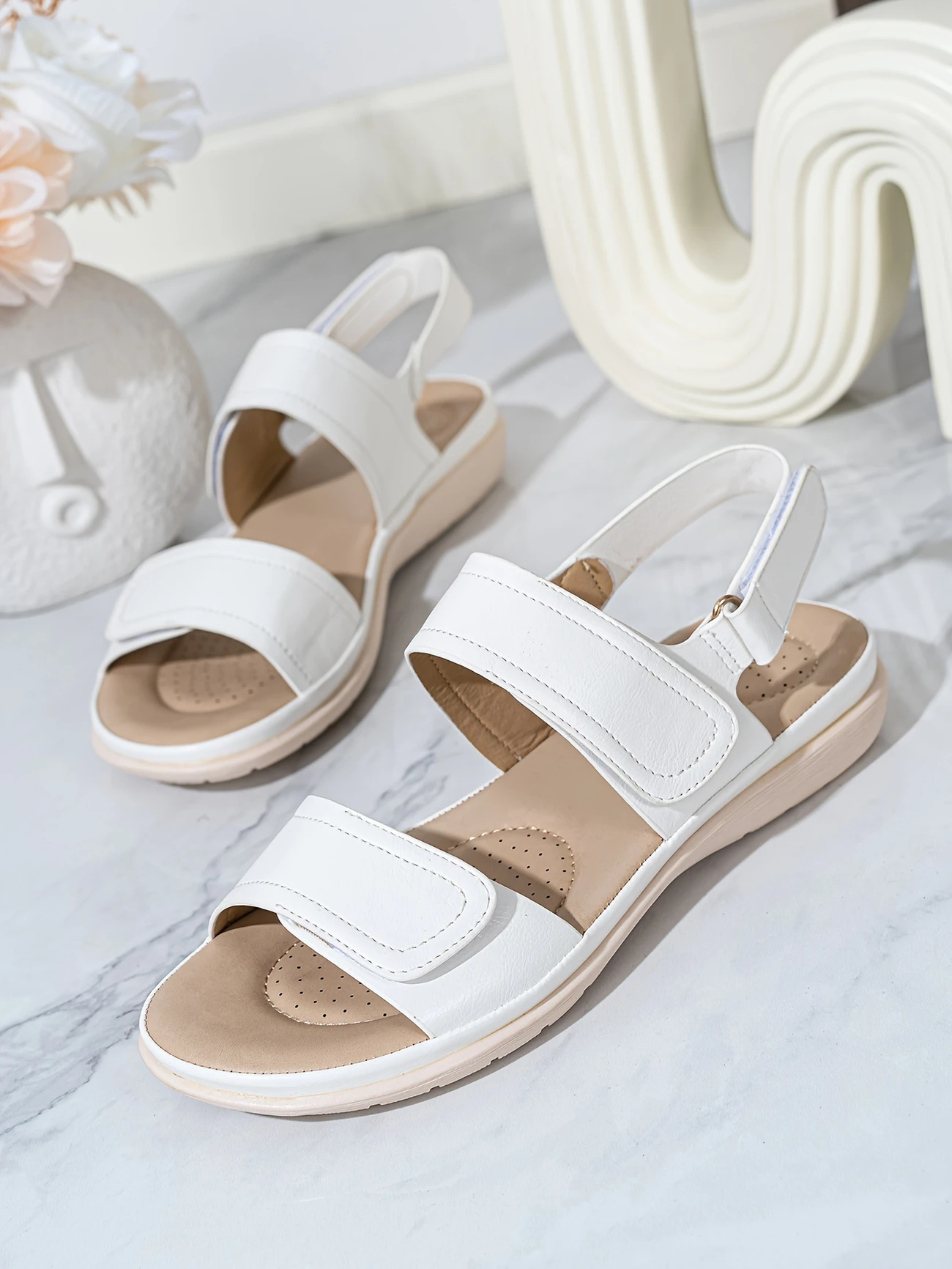 womens wedge solid color sandals ankle strap soft sole platform shoes non slip summer details 4