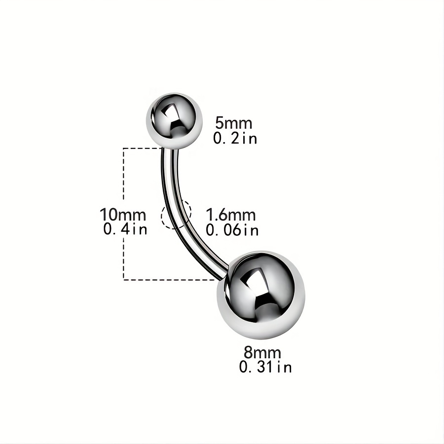 4pcs Stainless Steel Round Navel Ring Set with 4 Colors