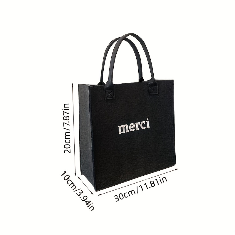 Letter Graphic Fett Handbag Solid Color Shopping Bag Simple Gift Tote Bag -  Bags & Luggage - Temu Germany
