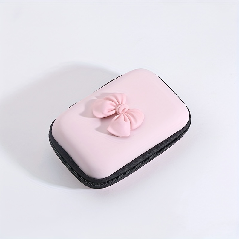 TEMU Sac de Rangement pour Câble de Données et Chargeur d'Écouteurs avec Nœud, Boîte de Rangement pour Écouteurs avec Fermeture Éclair Anti-Chute