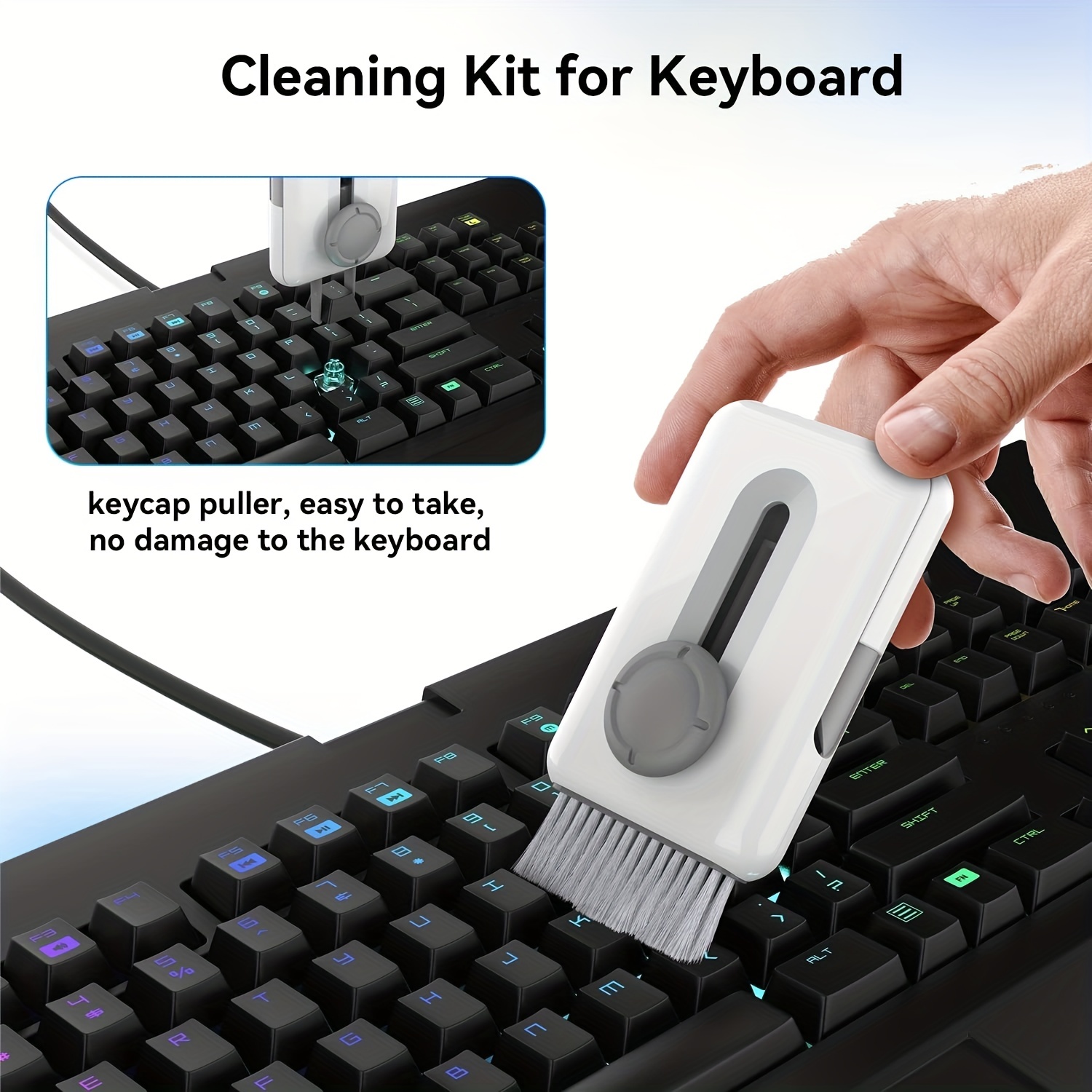 Soft Brush Keyboard Cleaner, Computer Cleaning Tool Kit, 7 in 1  Multipurpose Corner Slit Duster Keycap Puller and Soft Microfiber Brush for  Bluetooth