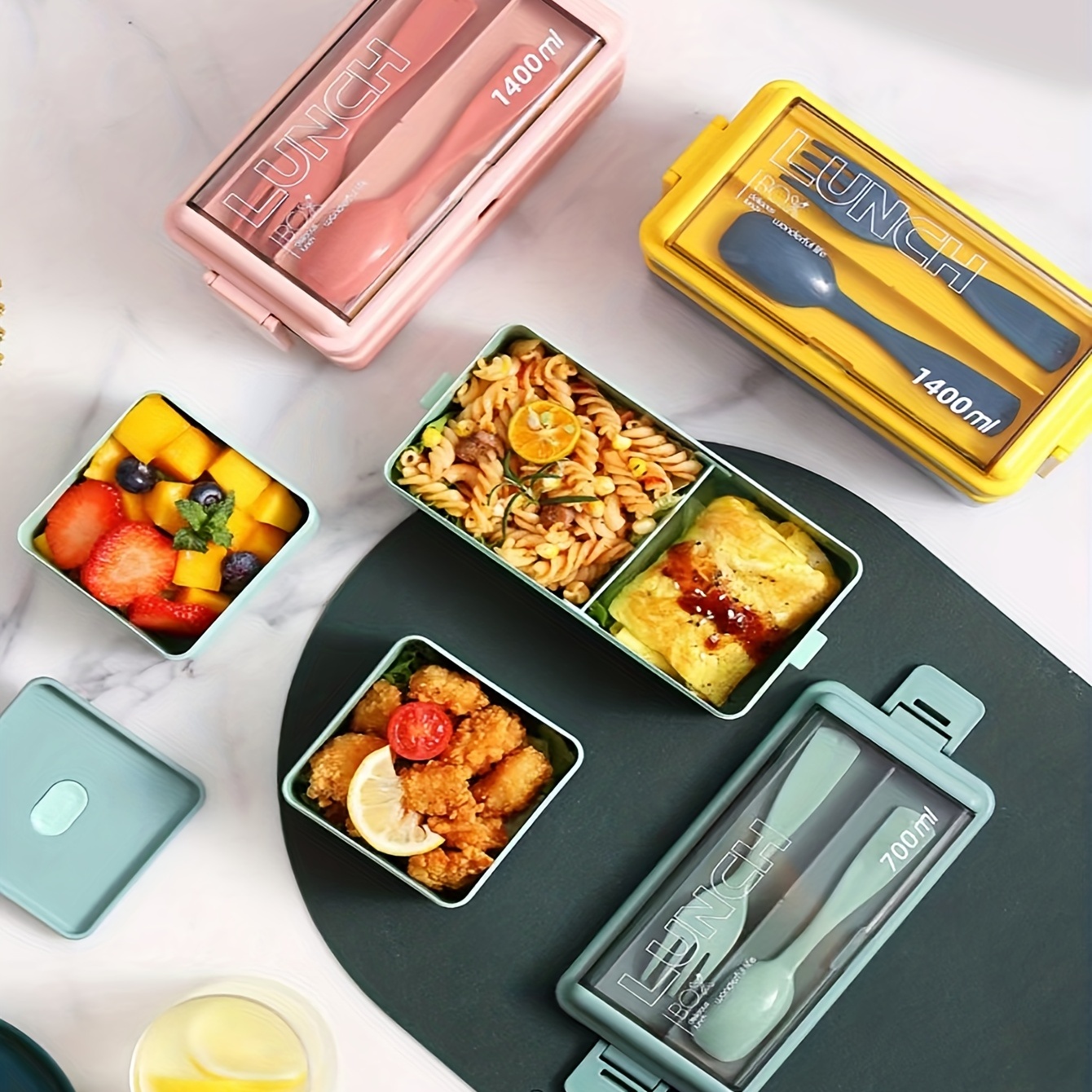 Double Deck Portable Lunch Box Lunch Box Microwavable Meal - Temu