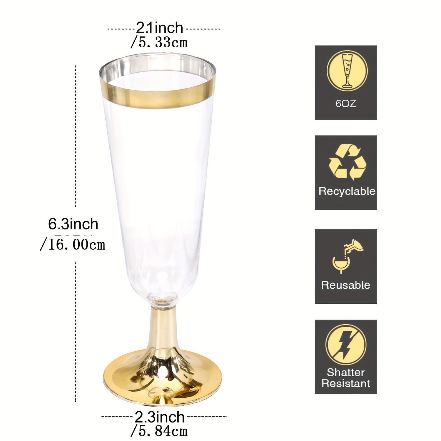 Copas desechables de plástico para vino, copas de champán transparentes, 12  unidades, 4.7 onzas