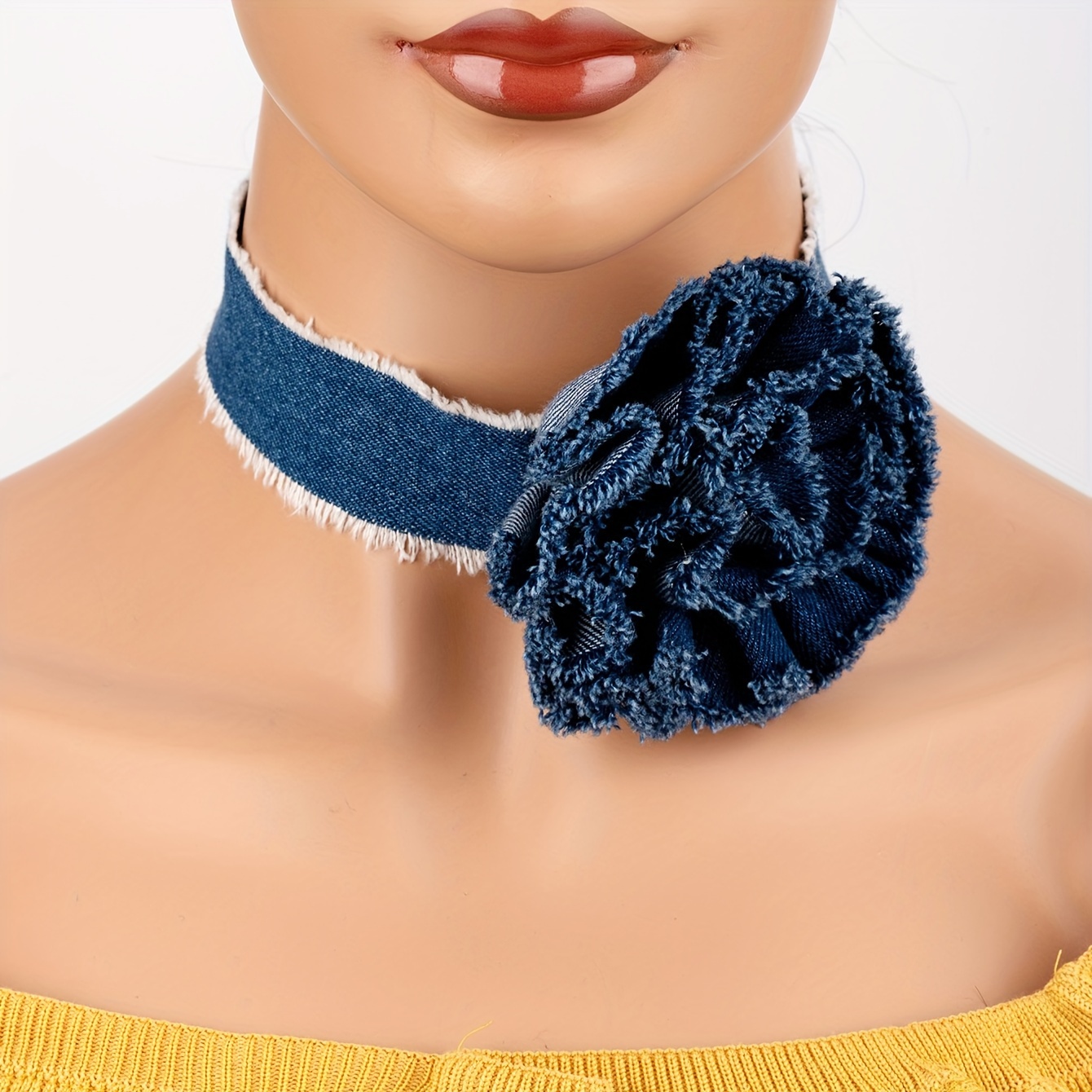 Denim on sale flower necklace