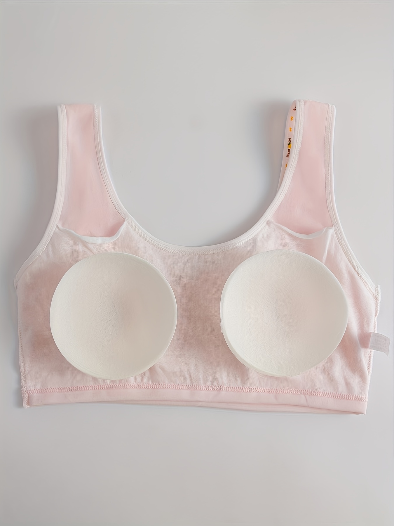 Girl's Developmental Period Underwire Bra Little Cute Pattern Solid Color  For 9-12-14 Years Old (3 Pieces Set)