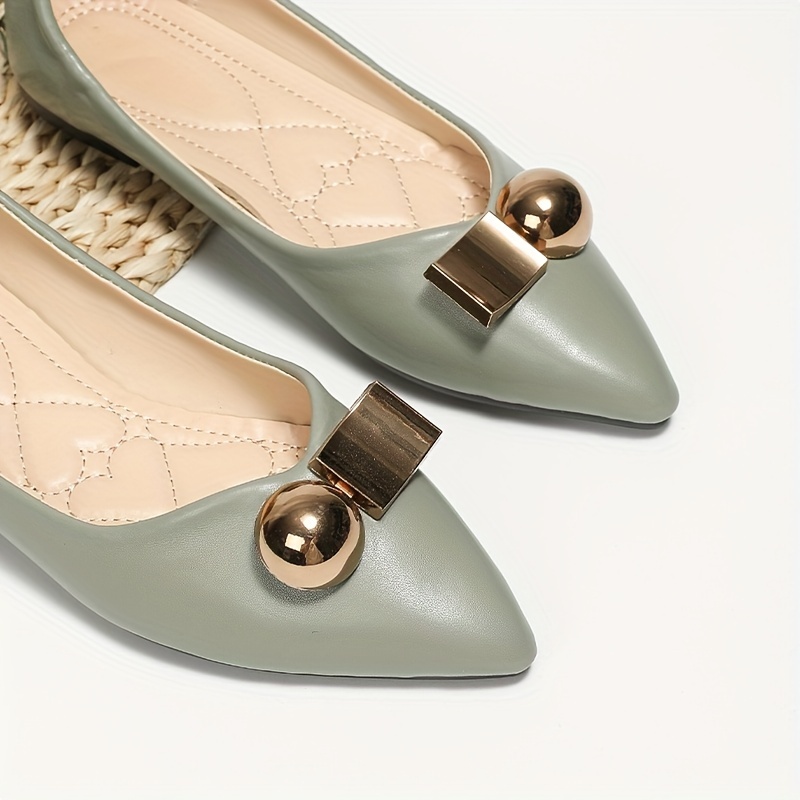 Women's Metal Decor Flat Pointed Toe Soft Sole Shoes