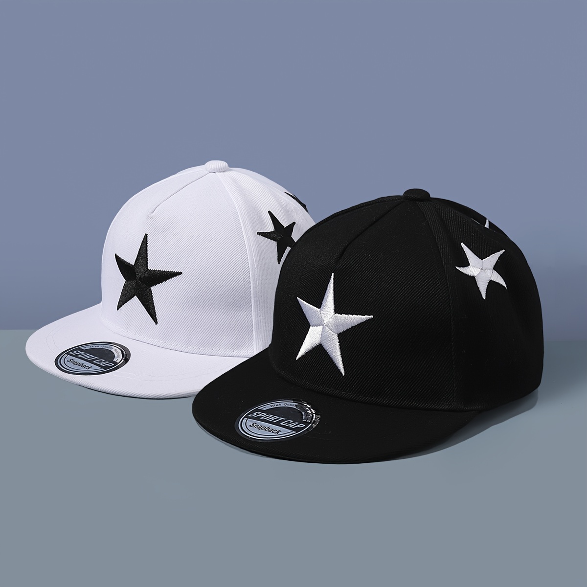 

1pc Pentagram Hip-hop Style Baseball Cap, With Flat Brim, All Seasons Casual Sports Hat, For Boys Girls
