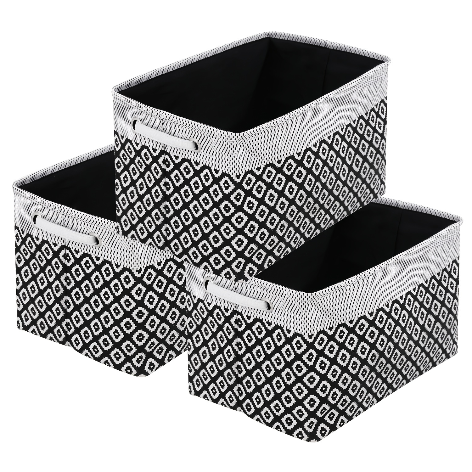 3pcs Folding Storage Bins Foldable Canvas Fabric Storage Basket Cubic Box