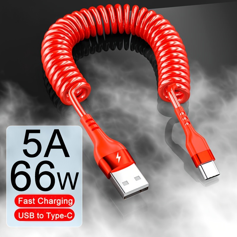 

66w 5a Usb To Type C Cable Fast Charging Telescopic Cord Type-c For Xiaomi Redmi Poco Oppo Samsung Mobile Phone Accessories Usb-c Charging Cable