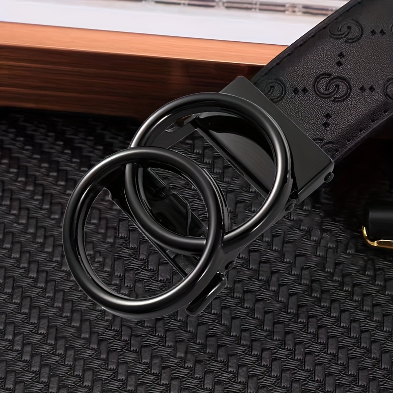Men's Leather Belt Ratchet Buckle Adjustable Business Strap