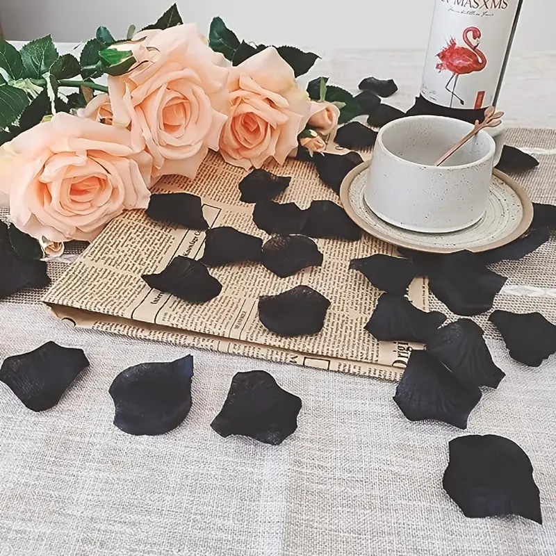 1000pcs Black Rose Petals Set - Perfect for Weddings, Romantic Nights &  Valentine's Day Decorations!