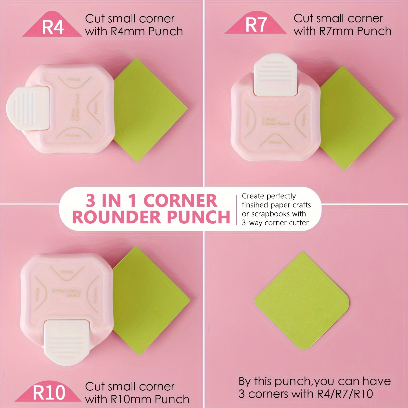 Corner Rounder Punches, 3 in 1 Corner Cutter Corner Punches for Paper Crafts, DIY Projects, Scrapbooking, Photocards, Business Card Making