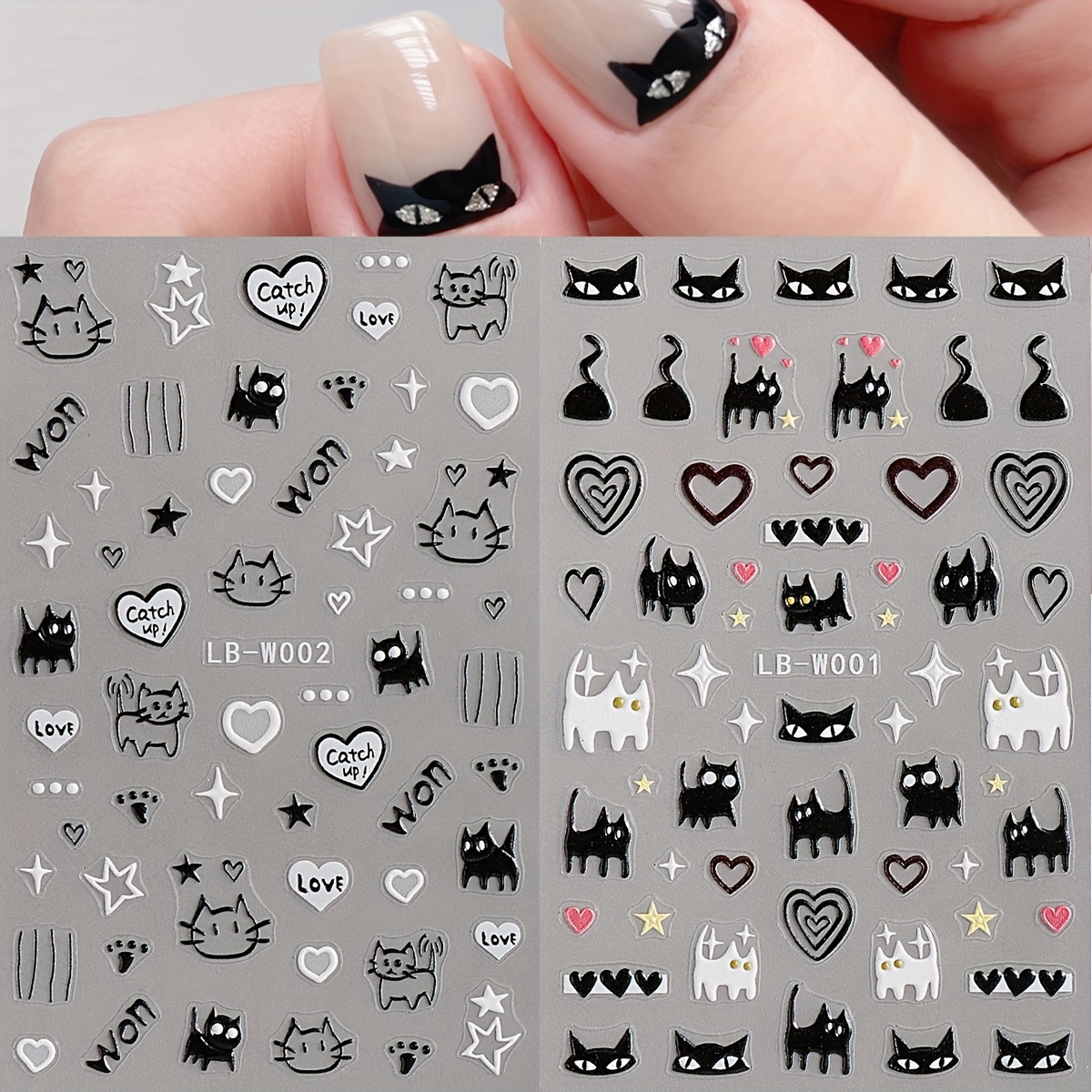 3D Hello Kitty Nail Art Charm Black/Silver - 12pcs - Cali Beauty Supply
