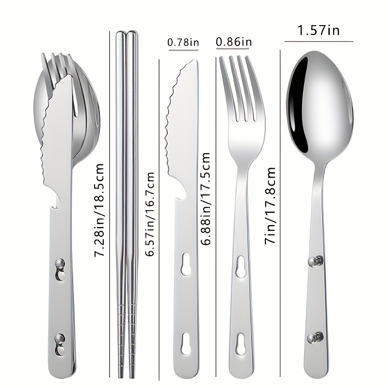 304 Stainless Steel Portable Cutlery Set Including Chopsticks