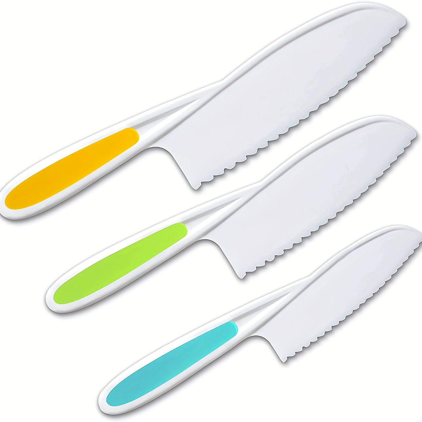 FUQUN Cuchillos para niños, 4 piezas, cuchillo de cocina de nailon para  niños con cortador arrugado, cuchillos de cocina para niños en 4 tamaños y