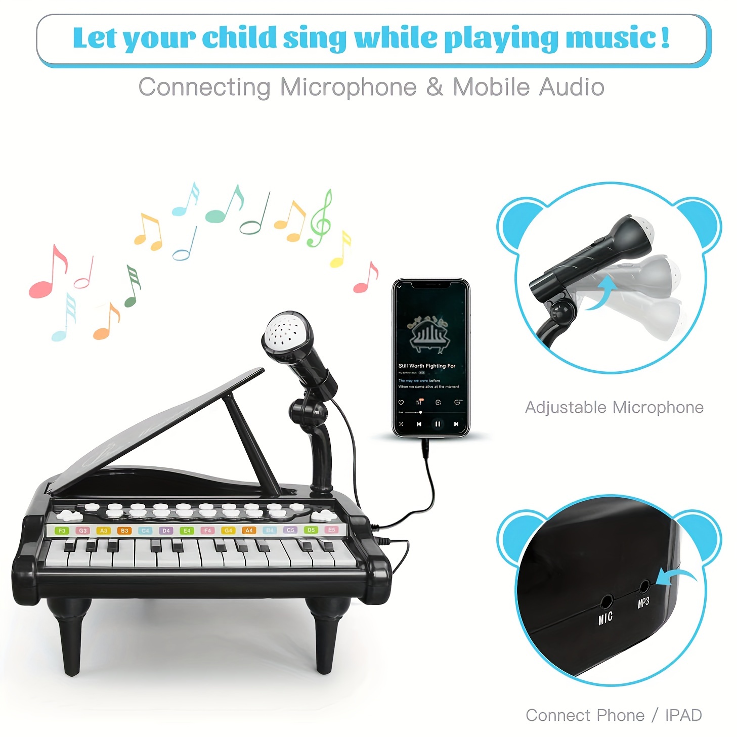 Piano électrique pour enfants à 37 touches avec microphone - Temu Canada