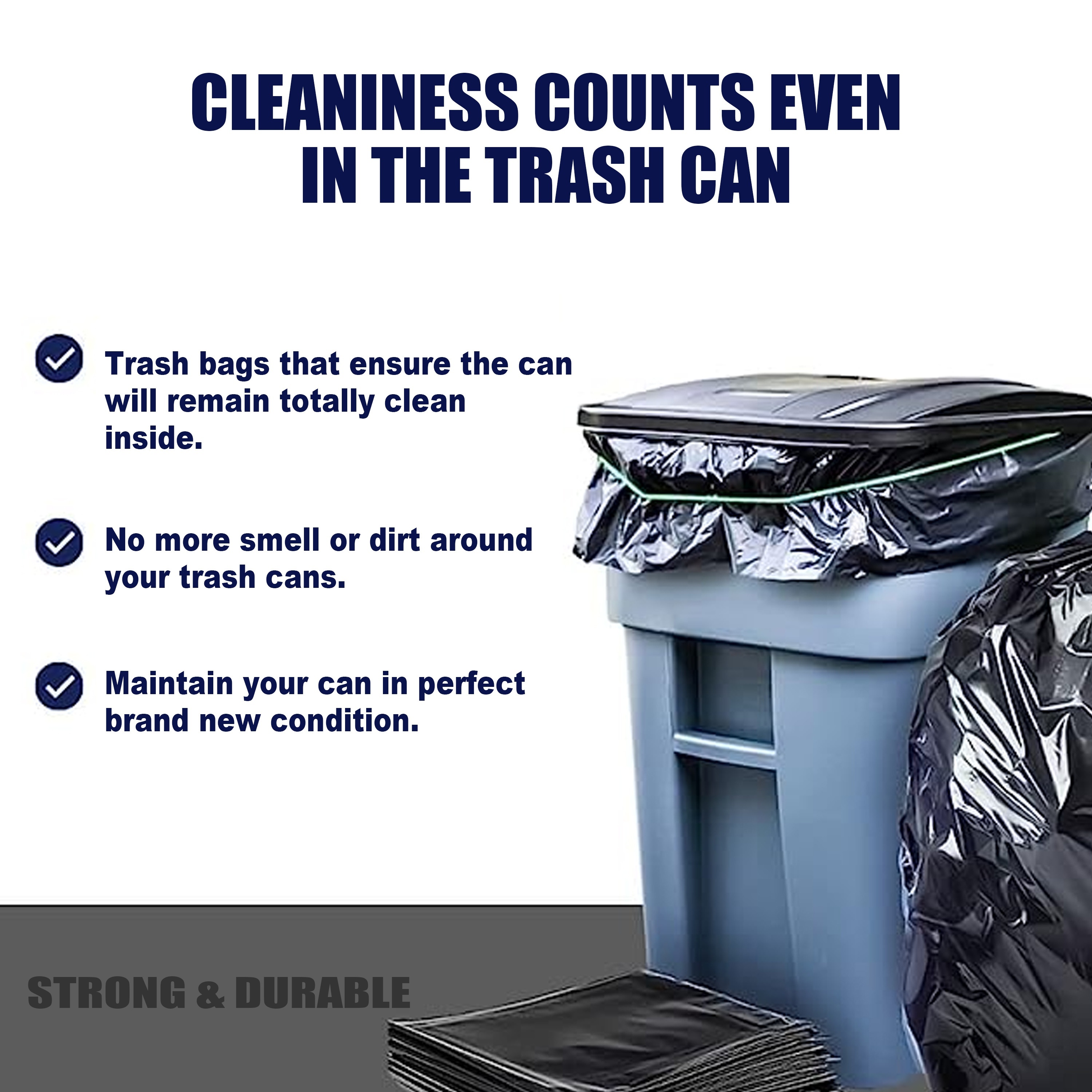 Industrial Trash Bags Outdoor Garbage Can Liner Heavy Duty Trash
