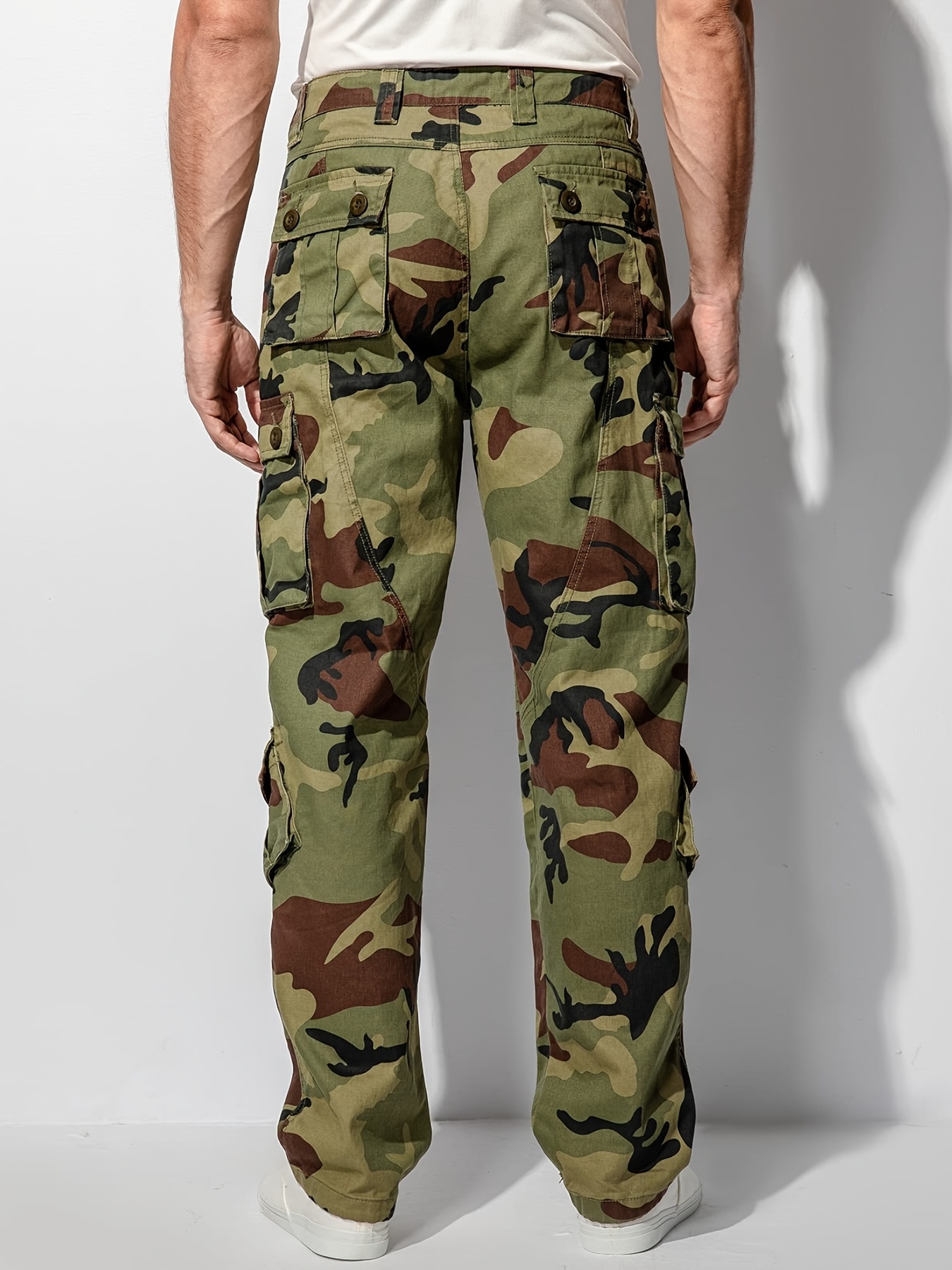 zeetoo Pantalones cargo de ajuste relajado para hombre, con múltiples  bolsillos, camuflaje militar, pantalones de trabajo de combate