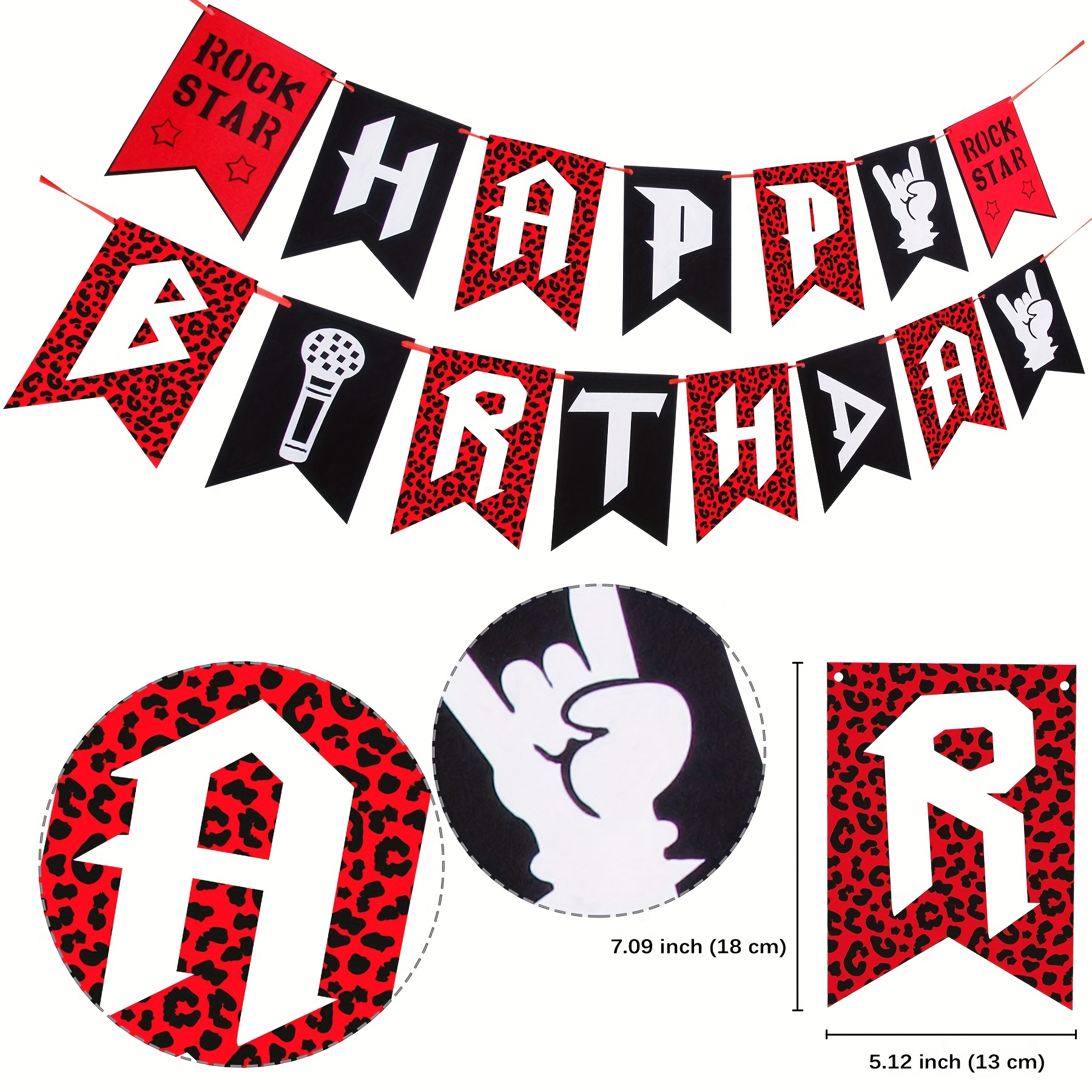  Rock And Roll Party Decorations，Rock And Roll Decor，Rock N Roll  Birthday Party Supplies，Include Rock N Roll Banner Guitar Foil Balloon Rock  Star Ballon Cake Topper : Toys & Games