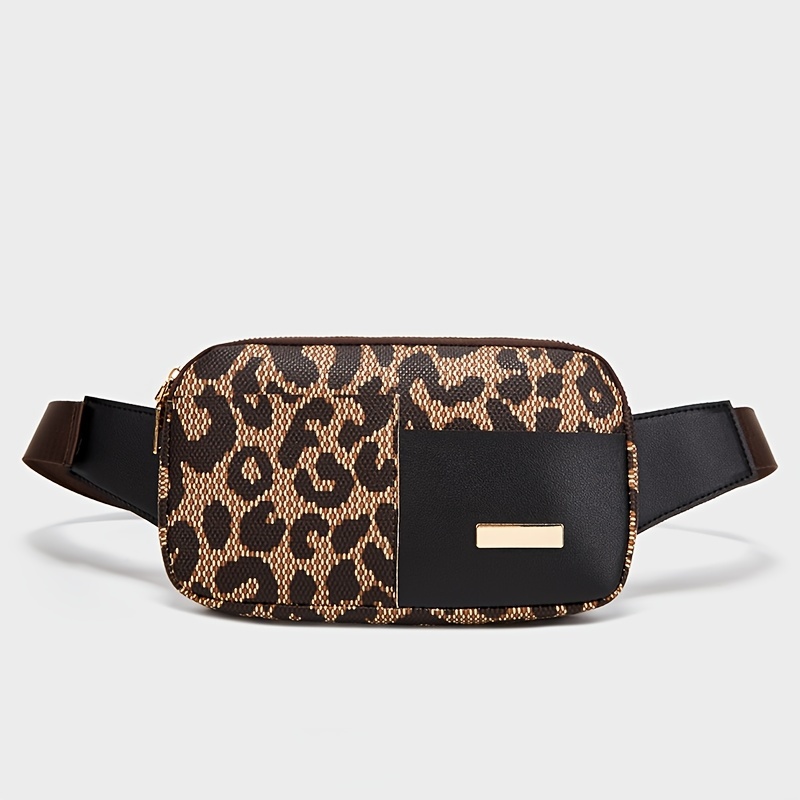 Leopard Pattern Chest Bag, Zipper Fanny Pack, Waist Bag Phone Bag