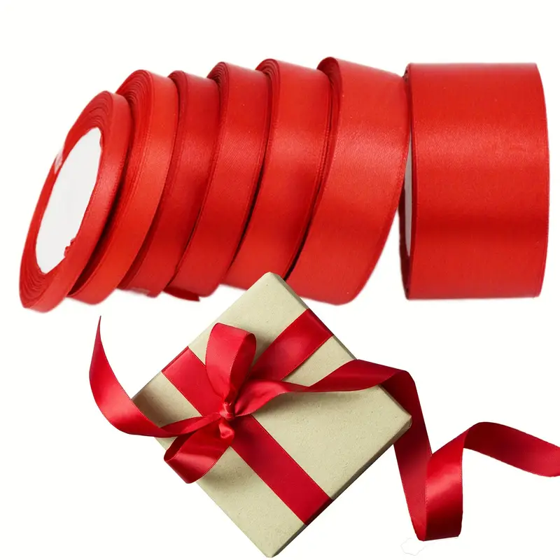 25 Yards Red Satin Ribbon Solid Color Fabric Ribbon For Valentine's Day  Gift Wrapping Crafts Hair Bows Making Wreath Wedding Party Decoration And  Sewing Projects - Temu