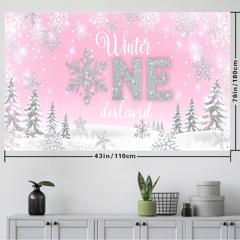 Pink Christmas Banner Winter Wonderland Background