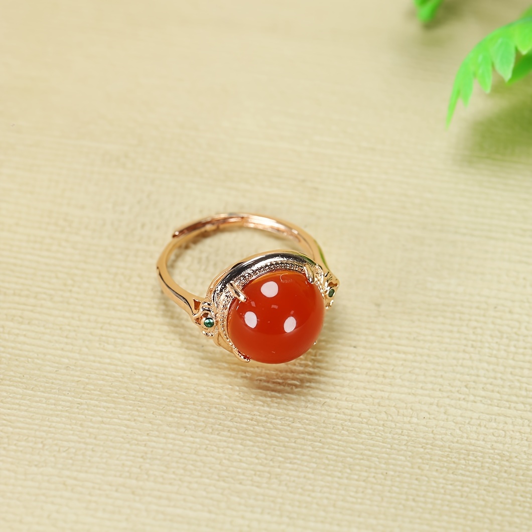 

1pc Natural Red Agate Cherry Red Ring Opening Adjustable Ring