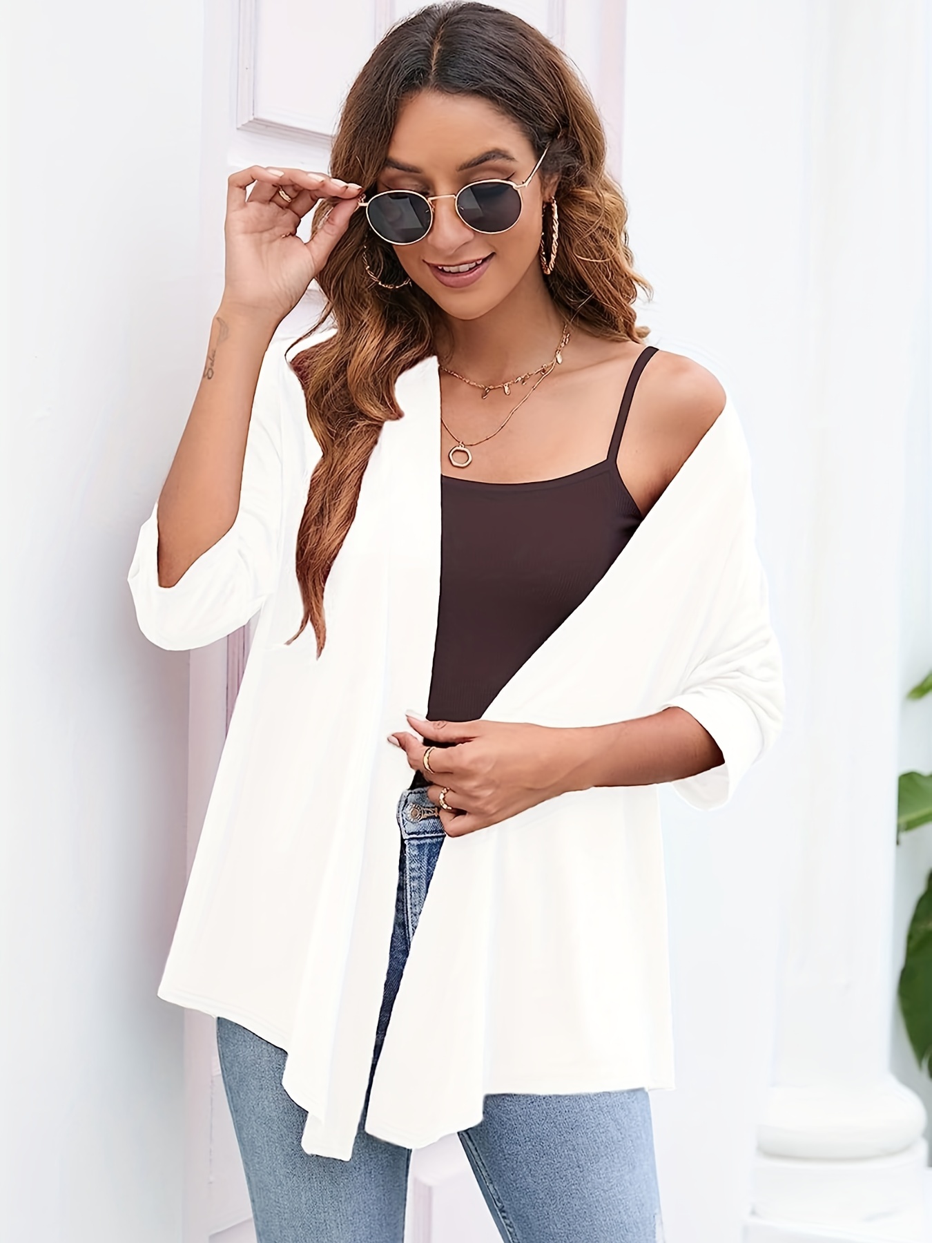 Veryoung White Cardigan for Women Plus Size Trendy Lightweight Summer  Cardigan Vest Casual Draped Open Front 3/4 Sleeve Cardigan Shrugs for  Women,3XL at  Women's Clothing store