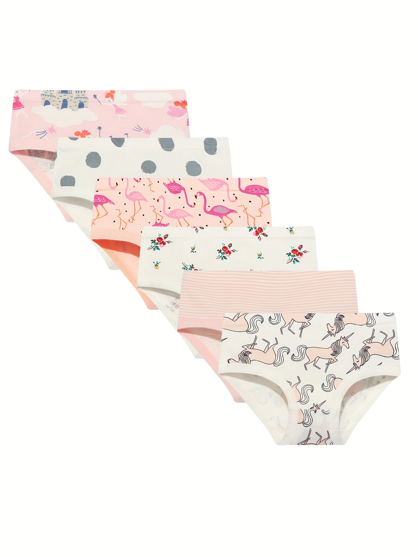 6pcs Toddler Girls Briefs Full Print Cute Bottoming Underwear 100% Cotton  Soft Comfy Breathable Kids Panties For All Seasons