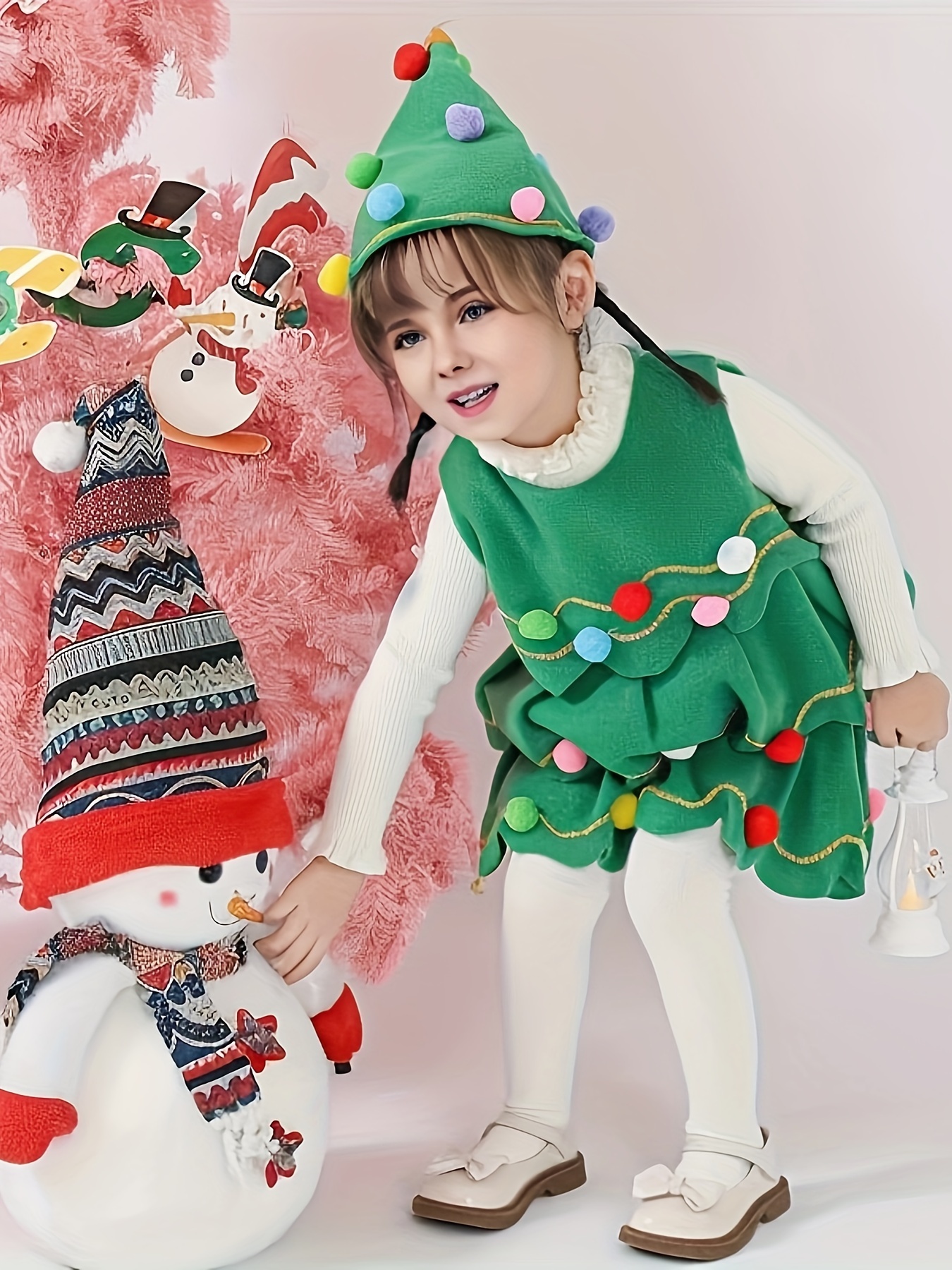 Girls/boys Christmas Tree Cosplay Dress Comfy Party Dresses - Temu