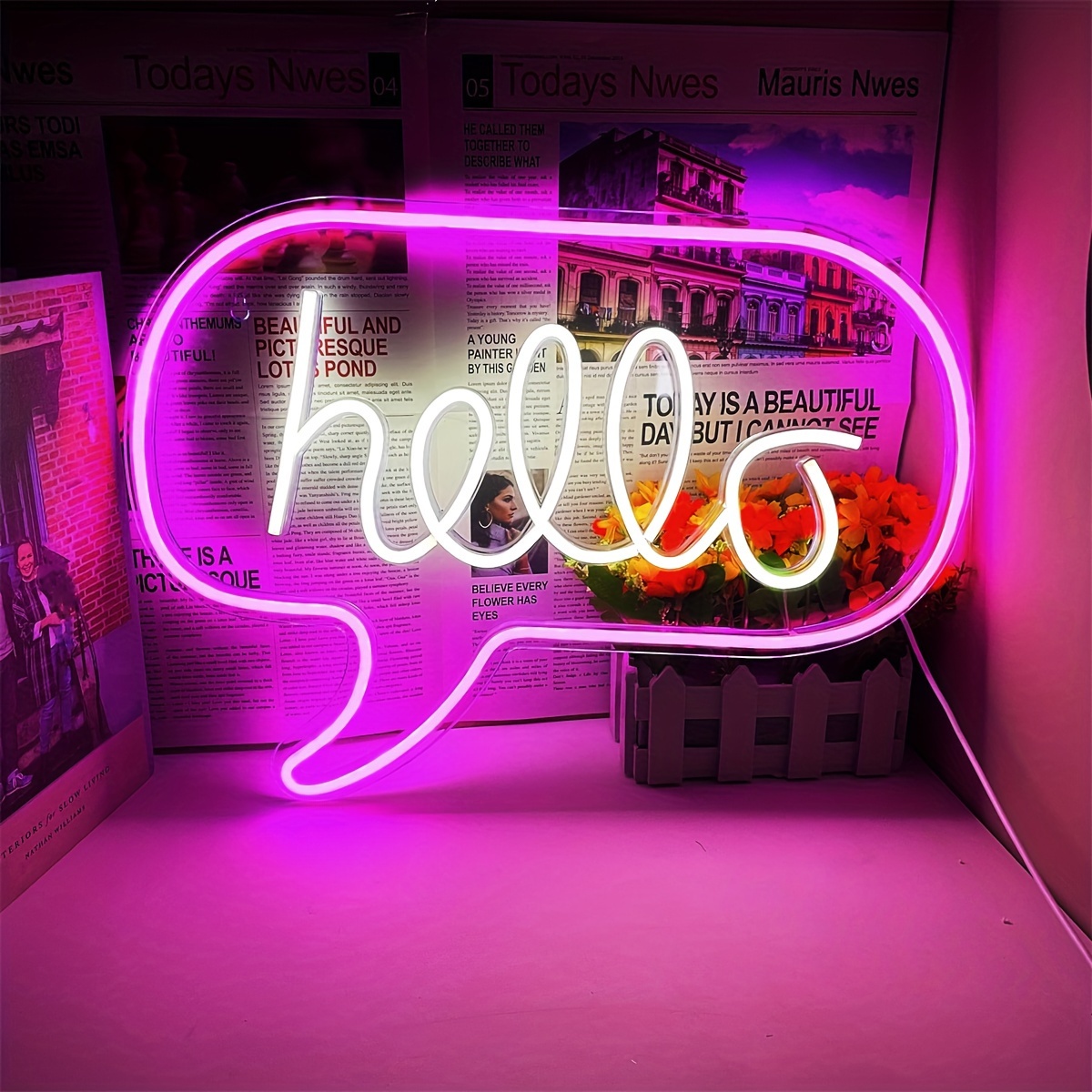 White Happy Birthday Led Wall Neon Sign Mood Lamp Night - Temu