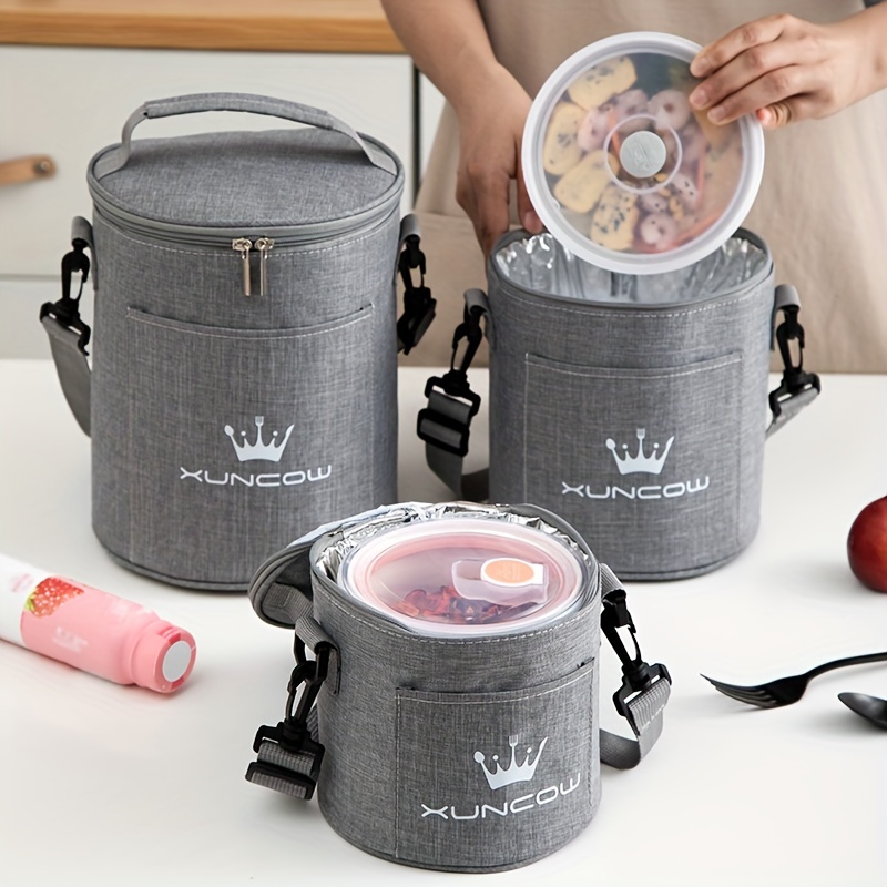 Cylinder Lunch Box Bag With Shoulder Strap, Aluminum Foil Bento Box Bag,  Waterproof Insulation Bento Bag, For Student And Office Workers, Travel  Accessories, Kitchen Gadgets, Kitchen Stuff, Kitchen Accessories, Home  Kitchen Items 