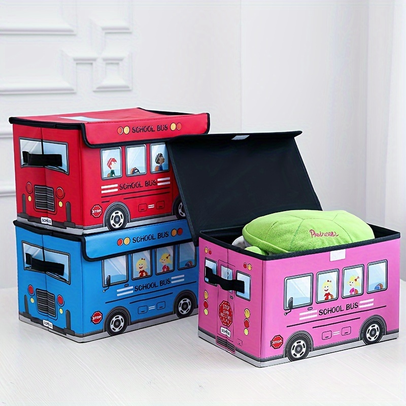 Cute Cartoon Storage Box Cartoon School Bus Storage Box - Temu
