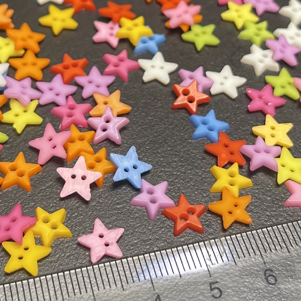 100pcs 8mm Mini Five-pointed Star Buttons Handmade DIY Decorative Buckles  Doll Star Buttons For Clothes, Handbags & Scrapbooking